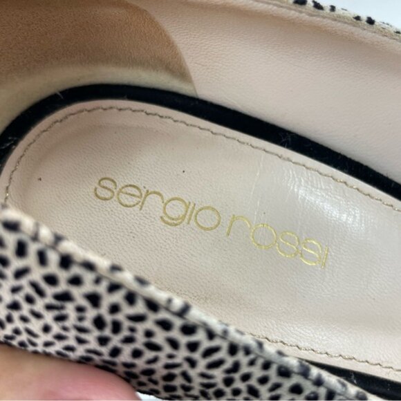 Sergio‎ Rossi Black and White Point-Toe Printed Stiletto Pumps High Heels - Picture 13 of 16